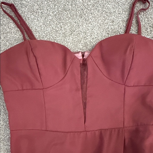 NWT Lulus Stunning Grace Dusty Rose Back Cut Out Front Slit Maxi Dress Large - Picture 8 of 16